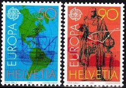 Suiza #914 - 915 1992 Nuevas NH Serie completa "Descubrimiento de America"