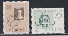 Turquia #1248 .- 1249  1957 Serie completa Nuevas (Hinged) "75 años de la Academia de Arte"
