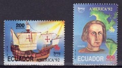 Ecuador #1292 -1293  1992 Serie completa Nueva NH #500 Años del descubrimiento de America"