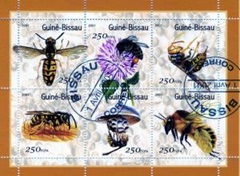 Guinea Bisáu Mi#GW 1510-1515KB  2001  Minipliego "Abejas y avispas"
