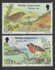 Isla de Man #182 - 183  1980  Serie completa Nuevas NH "Conservación de la vida silvestre"