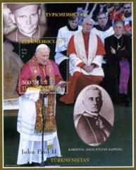Turkmenistan 1998 H.S. Nueva NH Cinderella  "Juan Pablo II - Italia'98 Exhibition"