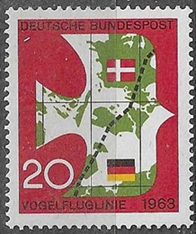 Alemania #864  1963  Nueva NH  "Inauguración de la linea ferroviaria con Dinamarca"