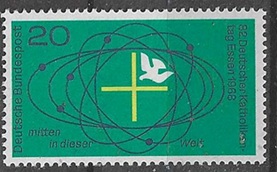Alemania #989 1968 Nueva NH "82 Reunión de los católicos alemanes - Paloma"