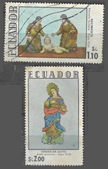 Ecuador #852 - 853 1972 "Virgen de quito y Nacimiento, Eesculturas religiosas ecuatorianas"