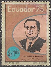 Ecuador #952 1976 "Luis Alberto Valencia, compositor"