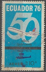 Ecuador #C575 1976 Scott $0.50 "50 años de Lufthansa"