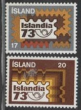 Islandia#458 - 459 1973 Serie completa Nueva NH "Exposición filatelica Islandia 73"