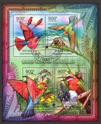 República Centroafricana  Mi#CF 3662-3665KB  2012 Mini pliego "Abejarucos"