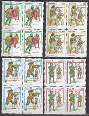 Brasil #2017 – 2020 1985 Serie completa en cuadros Nueva NH «Uniformes militares del siglo XVII»