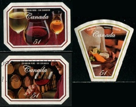 Canada  #2168 - 2169 y #2171 2006 "Vinos y quesos"