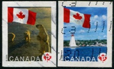 Canada #2191 - 2192  2006  "Bandera sobre oso polar y faro"