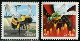 Canada  #3099 - 3100  2018  Serie completa "Abejorro y abeja de sudor rayado"