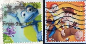 Estados Unidos #4677 y #4680  2012 Autoadhesivas en papel "Hormiguitas y Toy story de Pixar"