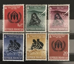 Indonesia #488 - 493  1960 Serie completa Nueva NH "Año mundial de los refugiaos"