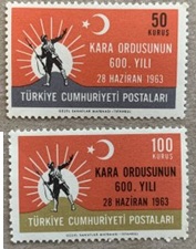 Turquia #1591 - 1592 1963 Serie completa Nuevas NH "Ejército turco"