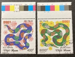 Vietnam  #3022 - 3023  2001 Serie completa CTO "Año de la serpiente"