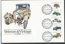 Australia # 892 1984 Serie completa FDC "Autos vintage"