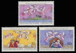 Islas de Cocos #75 - 77 1981 Serie completa Nueva NH "Ángeles - Navidad"