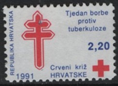 Croatia #RA24  1991 Nueva NH "Lucha contra la tuberculosis de la Cruz Roja"