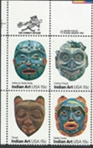 Estados Unidos #1837a 1980 Serie completa en bloque Nuevas NH "Máscaras indias del noroeste"