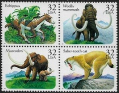 Estados Unidos #3080a  1996 Serie completa en Cuadro Nuevas NH "Animales prehistóricos americanos"