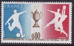 Francia #1549 1977 Nueva NH "50 Años de la Copa de Futbol de Francia"