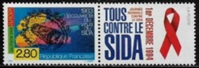 Francia #2419a 1994 Nueva NH "Todos contra el SIDA"