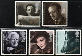 Gran Bretaña #1119 - 1123  1985 "Grandes luminarias del cine británico"