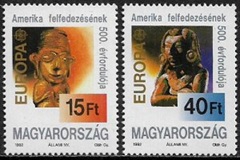 Hungria  #3344 - 3345  1992  serie completa Nuevas NH  "500 años del descubrimiento de America"