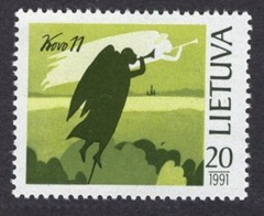 Lituania #389  1991 Nueva NH "Angeles - Primer año de la independencia"