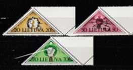 Lithuania Scott# 393-395 MNH (1991 1991 Serie completa Nuevas NH "50 Años de resistencia a la ocupación nazi"