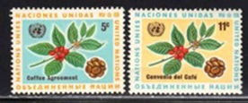 Naciones Unidas NY #158 – 159 1966 Serie completa Nuevas NH «Acuerdo del café»