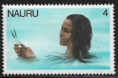 Nauru #168  1978 Nueva NH "Pescando a mano"