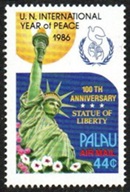 Palau C17  1986  Nueva NH "Año Internacional de la Paz - Estatua de la Libertad"