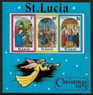 Santa Lucia #378a  1975 H.S. Nueva NH "Navidad - Anonimos de las escuelas flamencas, francesas y borgoñesas - "Angel""