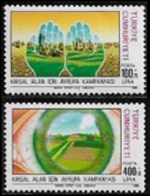 Turquia #B224 - B225 1988 Serie completa Nueva NH "Campaña medio ambiental"
