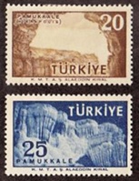 Turquía #1424 - 1425 1958 Serie completa Nueva NH "Ruinas y travertinos de Pamukkale"