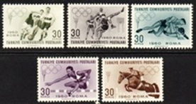 Turquia #1488 - 1492 1960 Serie completa Nueva (HINGED) "Olimpiada de Roma"