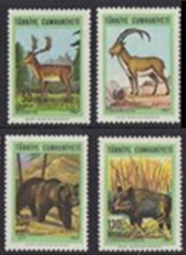 Turquia #1735 - 1738  1967 Serie completa Nuevas NH "Fauna silvestre"