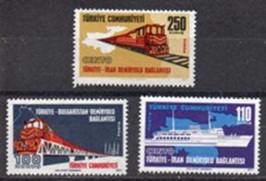 Turquia #1892 - 1894 1971 Serie completa Nueva NH "Trenes y ferris"