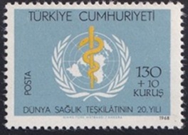 Turquia #B124 1968 Nueva NH "20 Años de la OMS"
