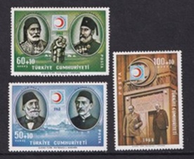 Turquia #B125 - B127 1968 Serie completa Nueva NH "Media Luna Roja (Cruz Roja)"