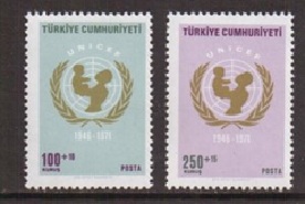 Turquia #B140 - B141 1971 Serie completa Nueva NH "25 Años de UNICEF"