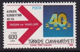Turquia #B228  1989  Nueva NH "40 Años del Consejo de Europa"