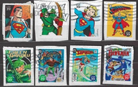 Estados Unidos #4084a, #4084d #4084i, #4084k, #4084n y #4084q – 4084s 2006 Autoadhesivas en papel «Super héroes de DC Comic»