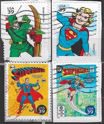 Estados Unidos #4084d, #4084i, #4084k y #4084r   2006 Autoadhesivas en papel «Super héroes de DC Comic»