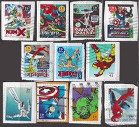 Estados Unidos #4159a – 4159b, #4159e – 4159f, #4159h,  #4159m - 4159p y #4159q - 4159r  2007  Autoadhesivas en papel «Super héroes de Marvel»