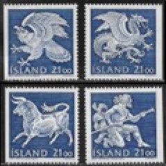 Islandia #692 - 695 1990 Nuevas NH "Espíritus del Norte; Águila, Toro, Dragón y Mörck"