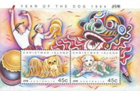 Islas Navidad #359b 1994 H.S. Nueva NH "Año lunar del perro"